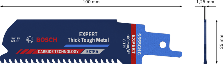BoschEXPERT 厚实耐用金属 S 555 CHC 往复锯片。
